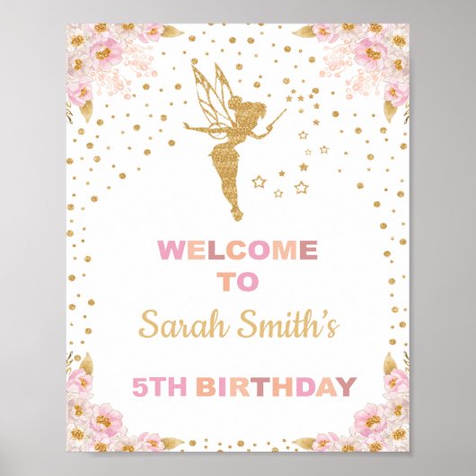 Floral Glitter Fairy Welcome Signs Poster (Voorkant)