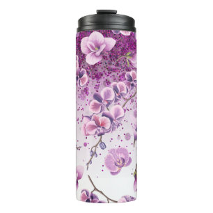 *~* Floral Glitter Girly Confetti Thermal Tumbler Thermosbeker