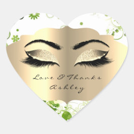 Floral Glitter Gold Lash Eyes Love & Bedankt Girly Hart Sticker