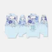 Floral Glitter Light Blue Happy 15th Birthday Bedankdoosjes (Uitgevouwen)