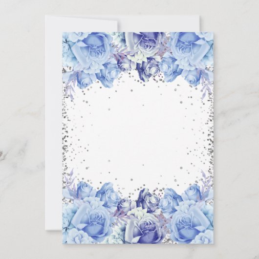 Floral Glitter Light Blue Happy 16th Birthday (Achterkant)