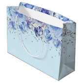 Floral Glitter Light Blue Happy 16th Birthday Larg Groot Cadeauzakje (Achterkant Gekanteld)