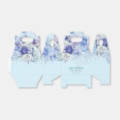 Floral Glitter Light Blue Happy Birthday Bedankdoosjes (Uitgevouwen)