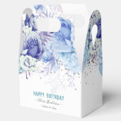 Floral Glitter Light Blue Happy Birthday Bedankdoosjes (Geopend)