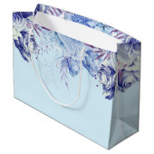 Floral Glitter Light Blue Happy Birthday Large Gif Groot Cadeauzakje (Achterkant Gekanteld)