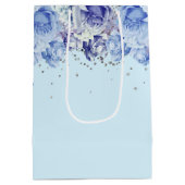 Floral Glitter Light Blue Happy Birthday Medium Cadeauzakje (Achterkant)