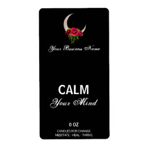 Floral Glitter Moon Black Box Labels