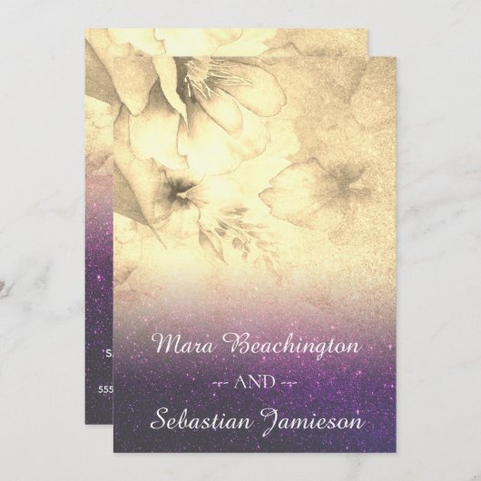 *~* Floral Glitter Ombre Waterverf bruiloft Kaart (Voorkant / Achterkant)