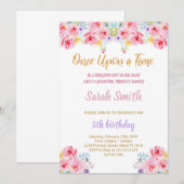 Floral Glitter Prinses Verjaardag Uitnodiging (Voorkant / Achterkant)