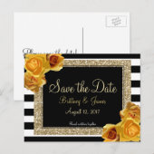 Floral & Glitter Save the Date Briefkaart (Voorkant / Achterkant)