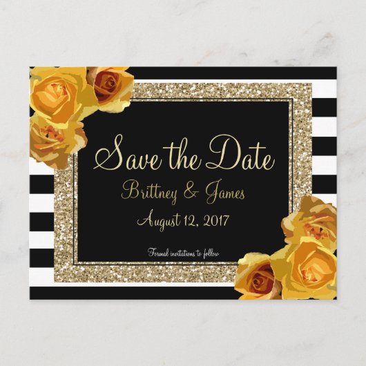 Floral & Glitter Save the Date Briefkaart (Voorkant)