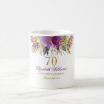 Floral Glitter Sparking Amethyst 70th Birthday Koffiemok<br><div class="desc">Meer Elegant Birthday Mokken in de Little Bayleigh Store.</div>