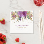Floral Glitter Sparking Amethyst Wedding Napkin Servet (Insitu)
