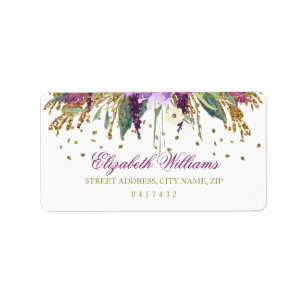 Floral Glitter Sparkling Amethist Adresetiketten Etiket
