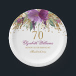 Floral Glitter Sparkling Amethyst 70e verjaardag Papieren Bordje<br><div class="desc">Het Collectie van de Verjaardag in de Kleine Bewaar Bayleigh!</div>