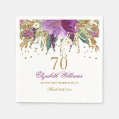 Floral Glitter Sparkling Amethyst 70e verjaardag Servet (Voorkant)