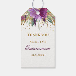 Floral Glitter Sparkling Amethyst Quinceanera Labe Cadeaulabel