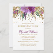 Floral Glitter Sparkling Amethyst Retirement Party Kaart (Voorkant)