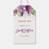 Floral Glitter Sparkling Amethyst Sweet 16 Label Cadeaulabel (Voorkant)