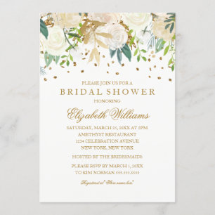 Floral Glitter Sparkling Gold Vrijgezellenfeest Kaart
