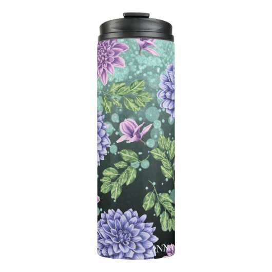 *~* Floral Glitter Succulent Girly Thermosbeker (Voorkant)