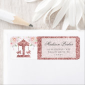 Floral Glitter Verjaardagscarrousel gepersonalisee Etiket (Insitu)