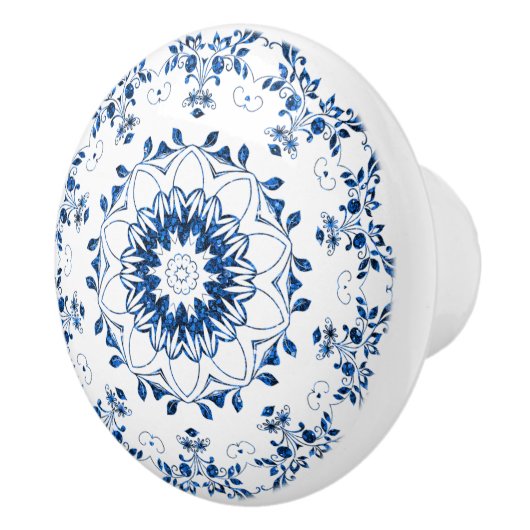 Floral Glittering Mandala Ceramic Knob Keramische Knop (Rechts)