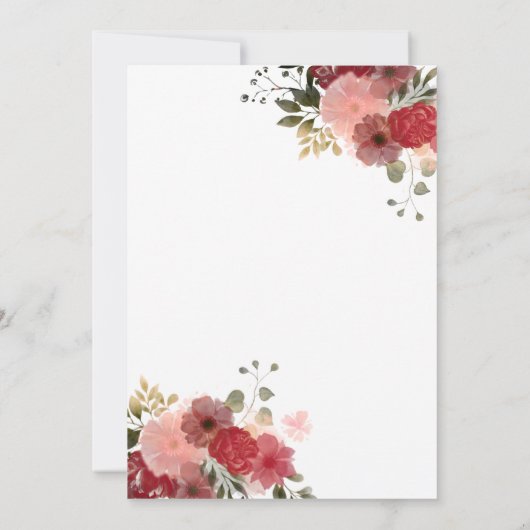 Floral glittery burgundy-jurk Quinceañera Kaart (Achterkant)