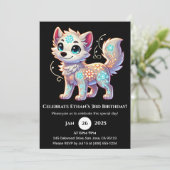 Floral Glow Pup Birthday Invitation Kaart (Staand voorkant)