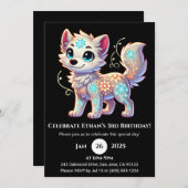 Floral Glow Pup Birthday Invitation Kaart (Voorkant / Achterkant)