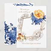 Floral Glow Wedding Set Invitation Card Kaart (Voorkant / Achterkant)