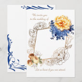 Floral Glow Wedding Set Invitation Card Kaart (Voorkant / Achterkant)