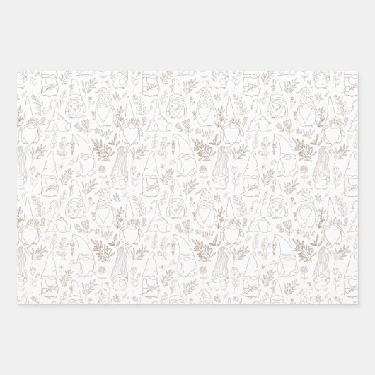 Floral Gnome 3-pack Gift Wrap Inpakpapier Vel (Voorkant 2)