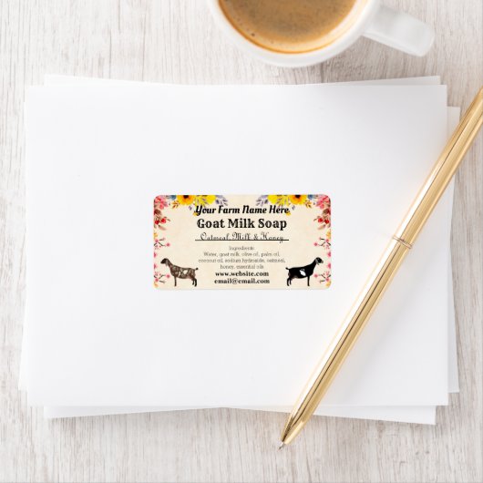 Floral Goat Milk Soap Label - Nubian Dairy Goats (Insitu)