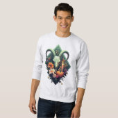 Floral Goat Skull with pumpkin and candle Pixel ar Trui (Voorkant volledig)