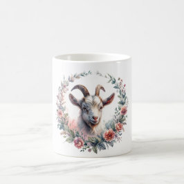 Floral Goat Waterverf Portrait Koffiemok