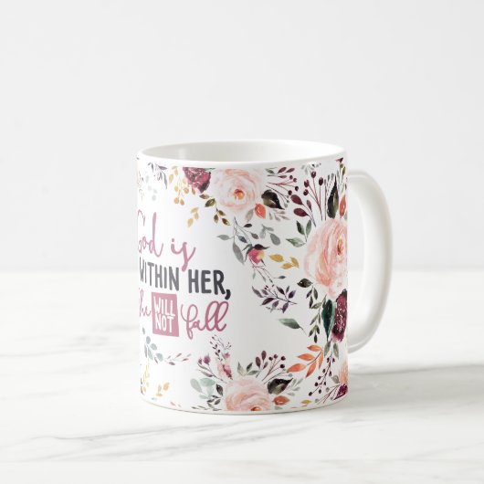  Floral God is binnen haar dat ze niet zal Herfste Koffiemok (Voorkant rechts)