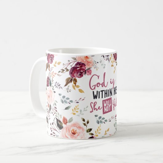 Floral God is binnen haar dat ze niet zal Herfste Koffiemok (Voorkant links)