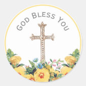 Floral God zegene je religie Ronde Sticker (Voorkant)