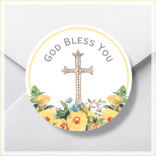 Floral God zegene je religie Ronde Sticker