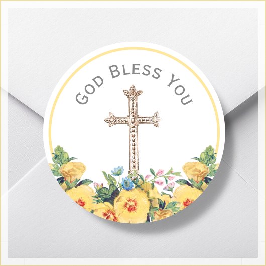 Floral God zegene je religie Ronde Sticker