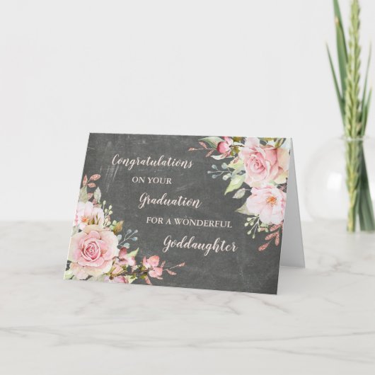 Floral Godaughter Gefeliciteerd Afstuderen Kaart (Voorkant)