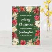 Floral Godaughter & haar man Vrolijk Kerstfeest Kaart (Gele Bloem)