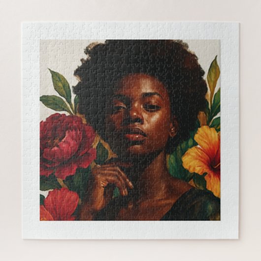 Floral Goddess Afrocentric Portrait Jigsaw Puzzle Legpuzzel (Verticaal)