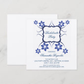 Floral Goddess Bachelorette Party Invite Dark Blue Kaart (Voorkant / Achterkant)