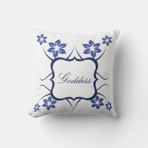 Floral Goddess Pillow, blauw Kussen