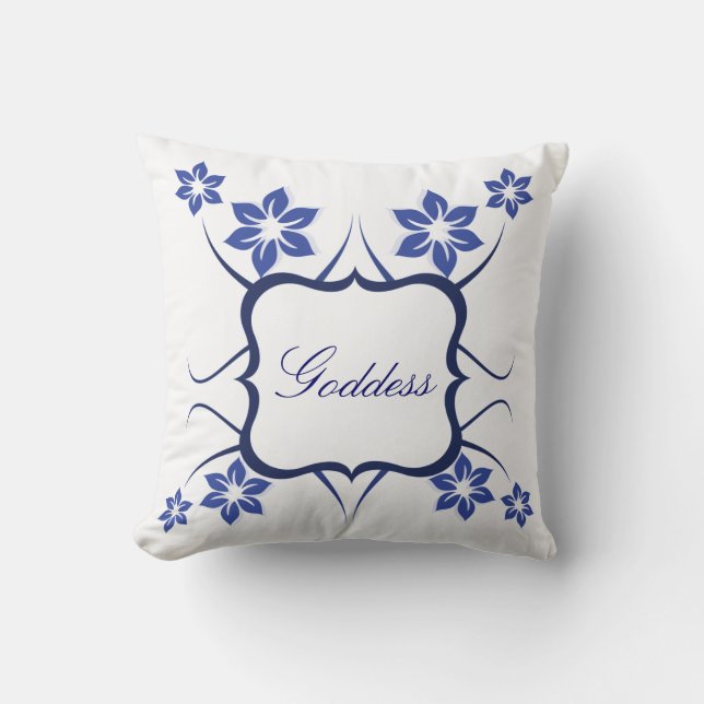 Floral Goddess Pillow, blauw Kussen (Voorkant)