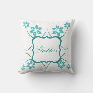 Floral Goddess Pillow, Blauwgroen Kussen