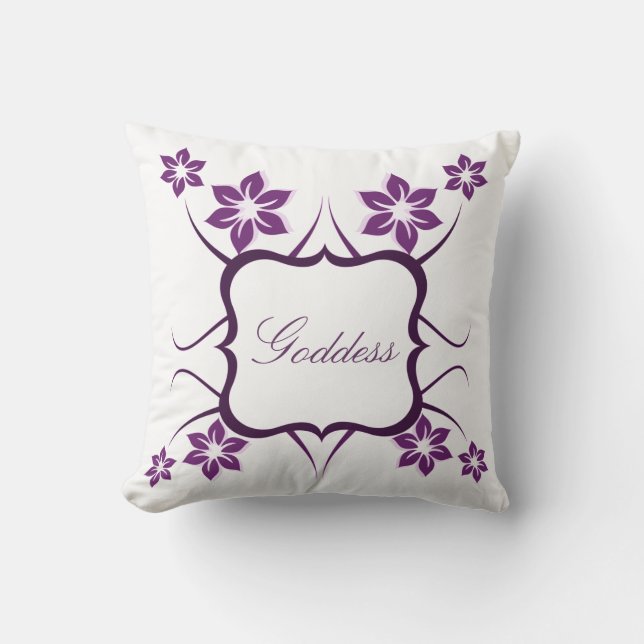 Floral Goddess Pillow, Paars Kussen (Voorkant)