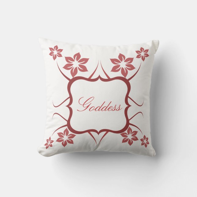 Floral Goddess Pillow, Red Kussen (Voorkant)